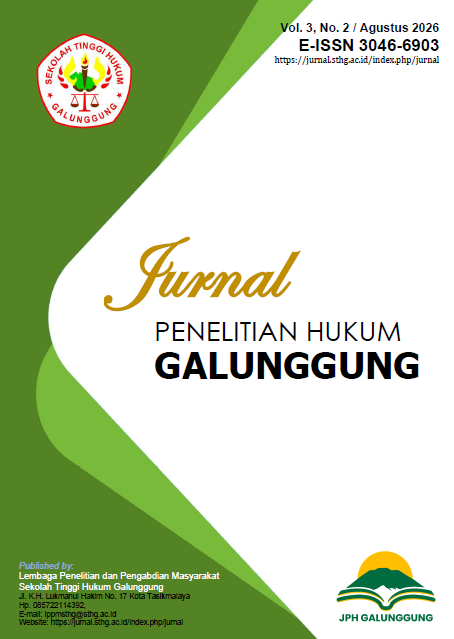 					View Vol. 3 No. 2 (2026): Jurnal Penelitian Hukum Galunggung
				